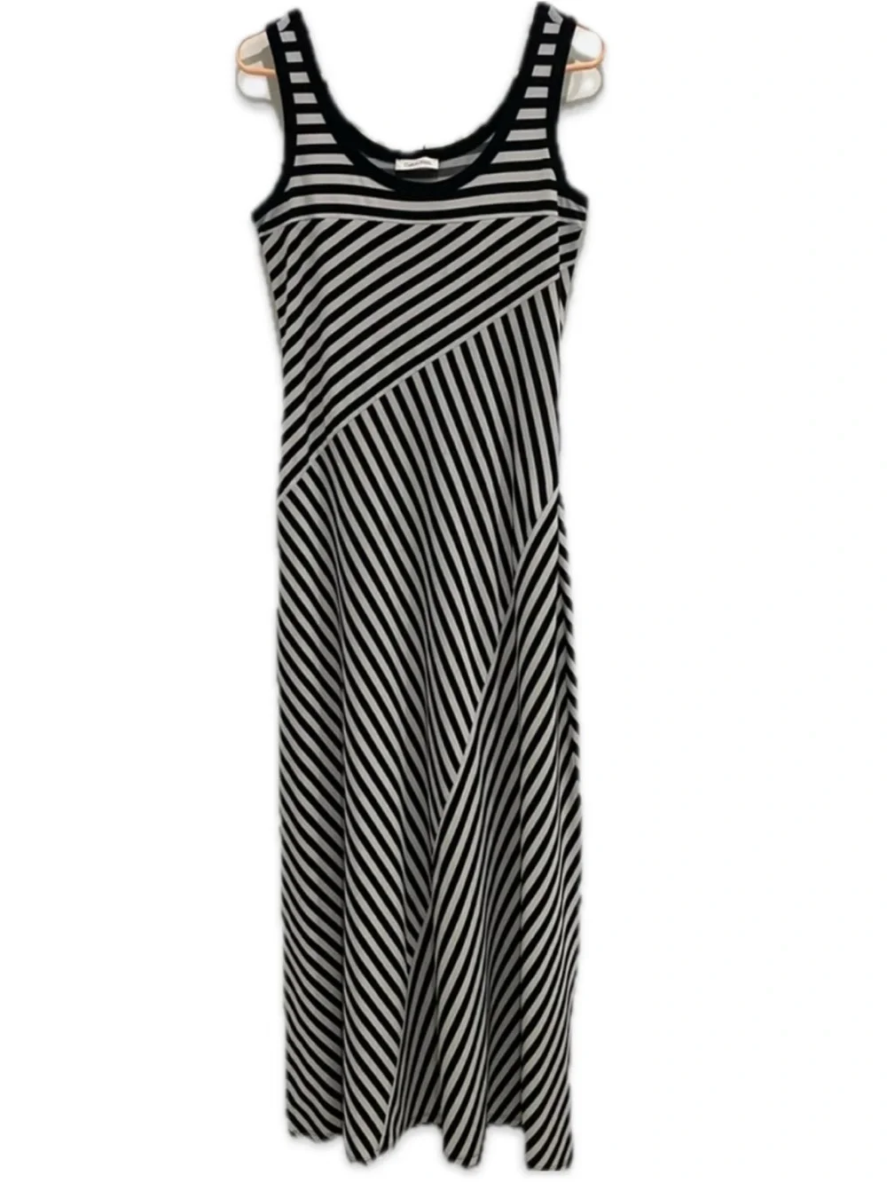 Calvin Klein Black & White Striped Sleeveless Maxi Dress 🔥 - Size Medium - Picture 4 of 16